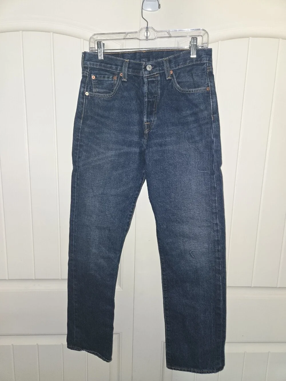 2 Pairs Of Levis 501's men’s button fly dark wash straight leg jeans 30x32